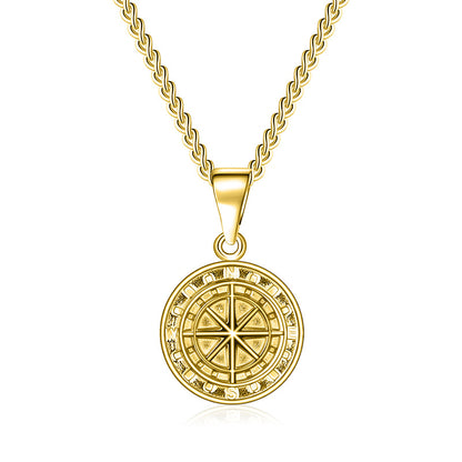 Women's & Men's Steel Vintage Compass Punk Casting Coin Necklaces