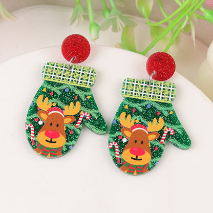 Creative Christmas Series Elk Acrylic Exaggerated Earrings