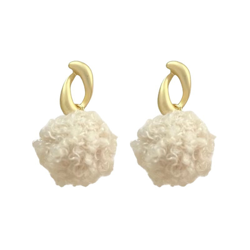 Graceful Cute Wool Ball Ear Female Lamb Earrings