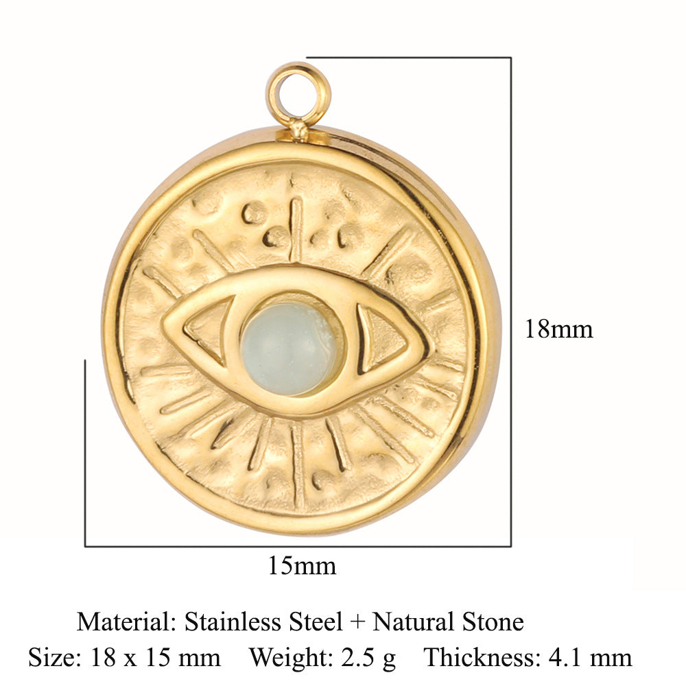 Bohemian Natural Stone Titanium Steel Ornament Pendants