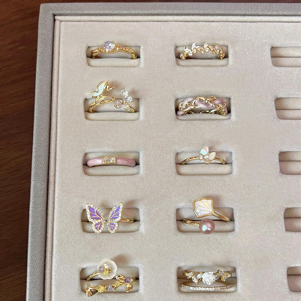 Glazed Butterfly Female Western Style Design High Sense Unique Rings