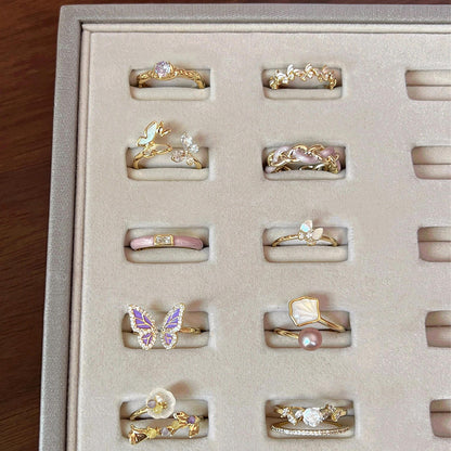 Glazed Butterfly Female Western Style Design High Sense Unique Rings