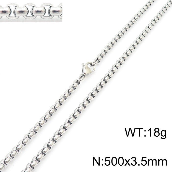 Women's & Men's Stainless Steel Square Pearl Chain Titanium Card Necklaces