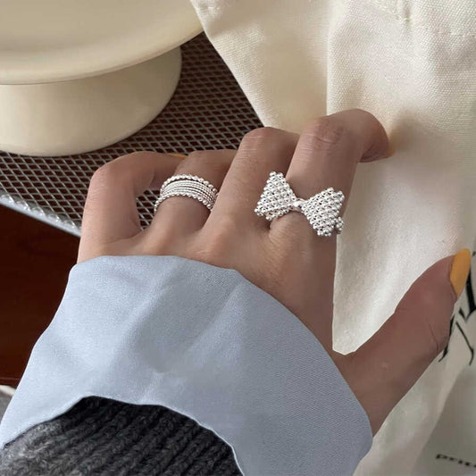 Women's Simple Fashion Geometry Pattern Lines Sier-plated Open Rings