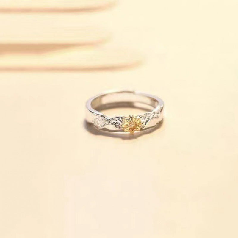 Women's & Men's Sun Moon Couple Design High-grade Open Rings