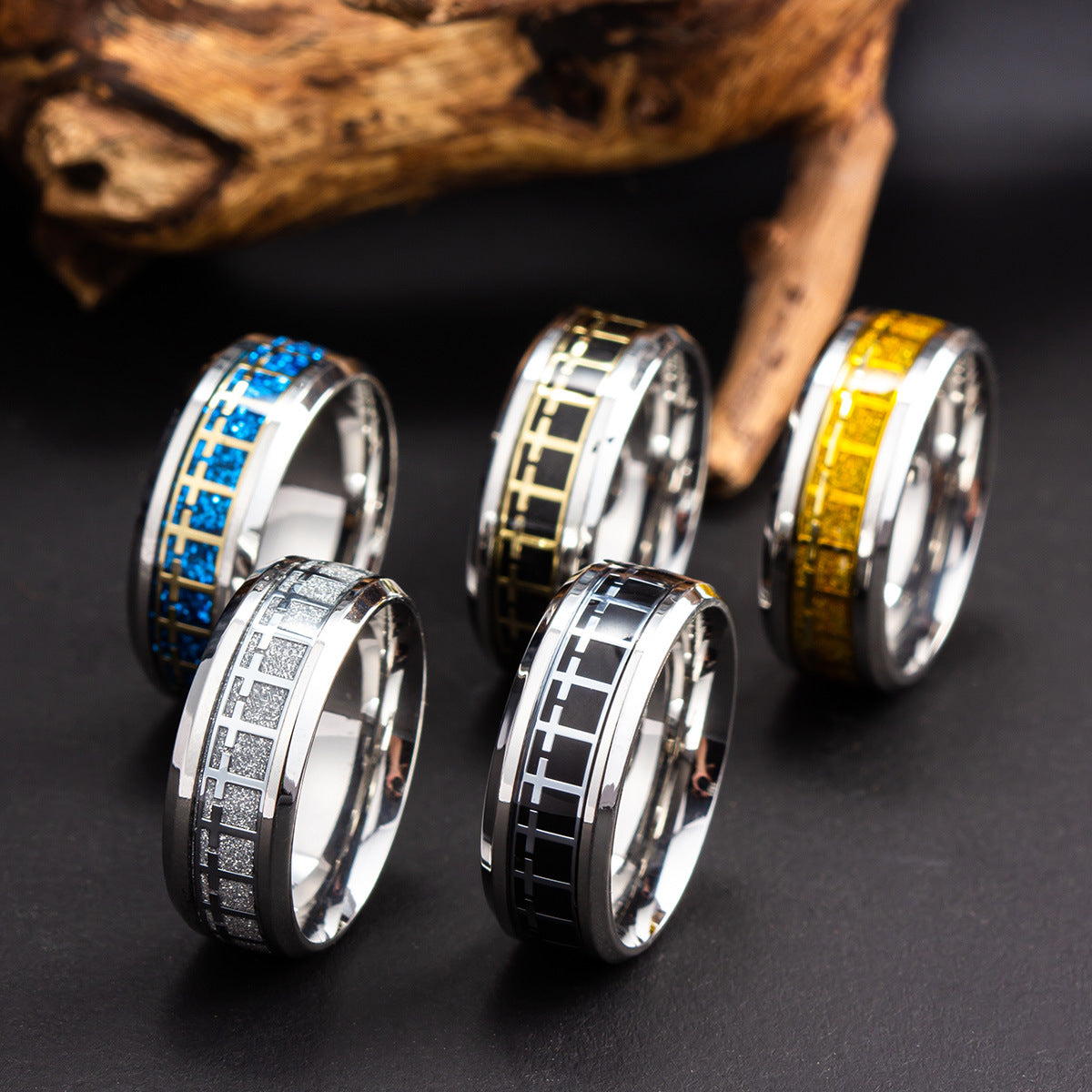 Men's Accessories Jewellery Stainless Steel Cross Shelf Rings