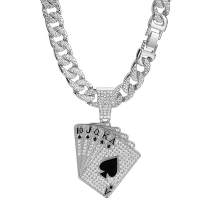 Men's Link Chain Full Diamond Poker Fashion Pendants