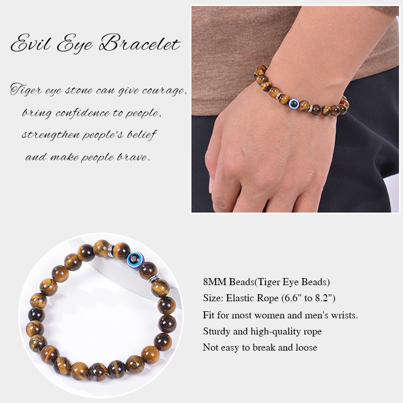 Evil Eye Natural Tigereye Devil Beaded Bracelets