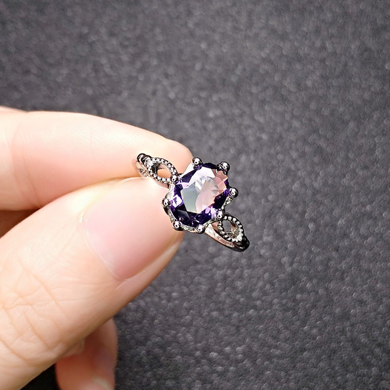 Gems White Gold Plated Purple Gemstone Rings