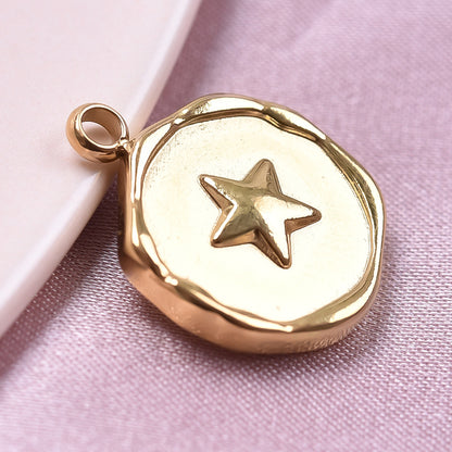 Steel Fashion Irregular Round Titanium Star Moon Love Heart Pendants