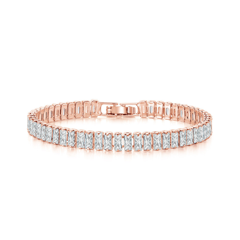 Colorful Zircon Rectangular Full Diamond Tennis Bracelets