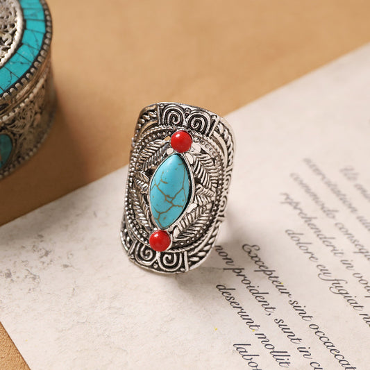 Tibetan Retro Ethnic Carved Exaggerated Bohemian Exotic Waste Soil Rings