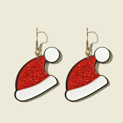 Sweet Cute Acrylic Santa Claus Snowman Earrings