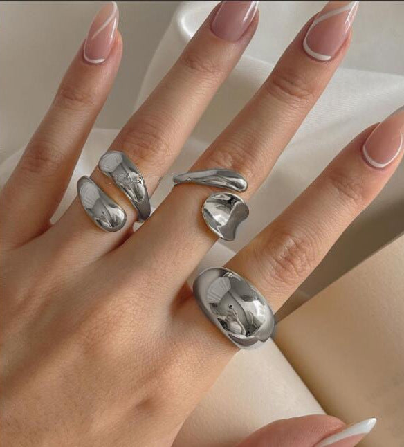Women's Golden Irregular Opening Niche Trendy Set Graceful Rings