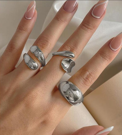 Women's Golden Irregular Opening Niche Trendy Set Graceful Rings