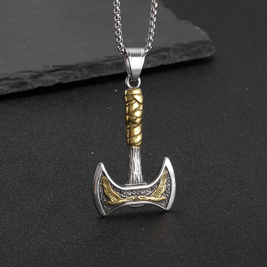 Men's Nordic Viking Double-headed Axe Titanium Steel Hip Hop Fashion Pendants