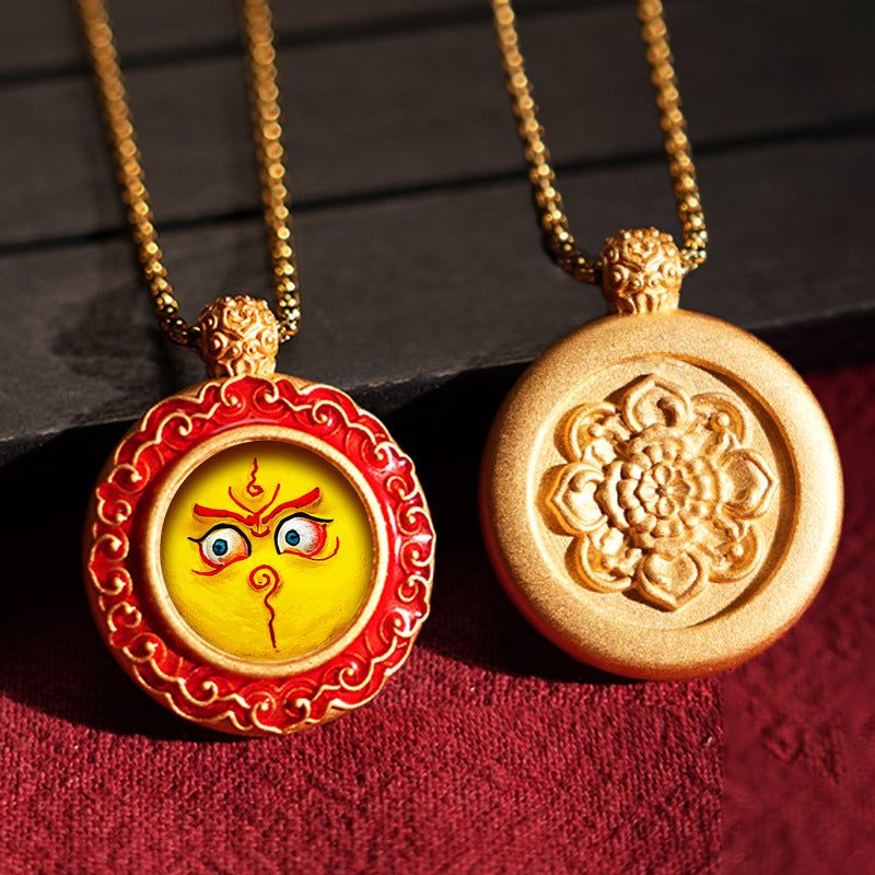 Three-dimensional Tibetan Style Fifth Master Brass Painted Wipe Pendants