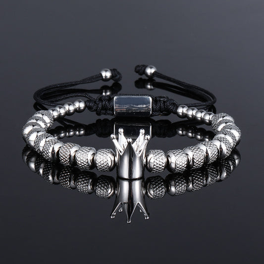 Men's Stainless Steel Pineapple Beads Roman Letter Bracelets