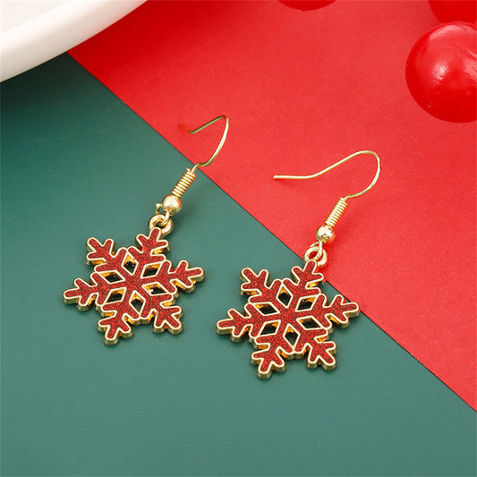 Christmas Element Snowflake Fashion Temperament Dripping Earrings