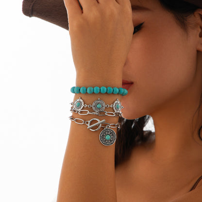 Chain Ethnic Style Retro Turquoise Cowboy Bracelets