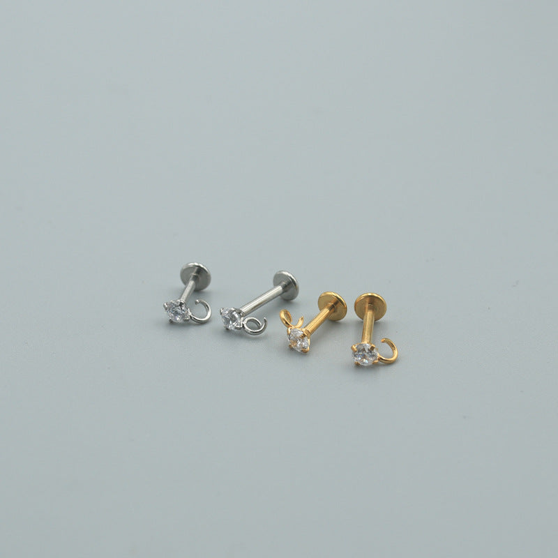 Zircon Hanging Ear Assembly Stainless Steel Earrings