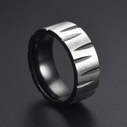 Women's & Men's Creative Batch Flower Horizontal Sand Stainless Steel Rings