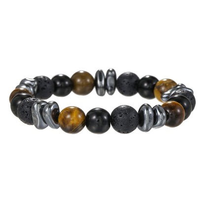 Hematite Domineering For Boyfriend Volcanic Rock Tigereye Couple Bracelets