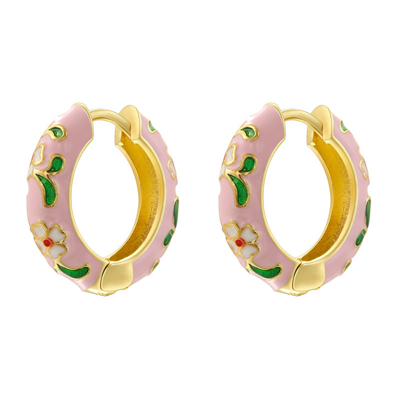 Women's Petals Ear Clip Chinese Style Floral Earrings