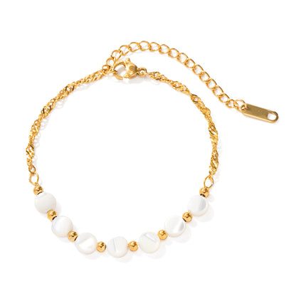 Fritillary Bone Chain Shell Pearls Beaded Bracelets