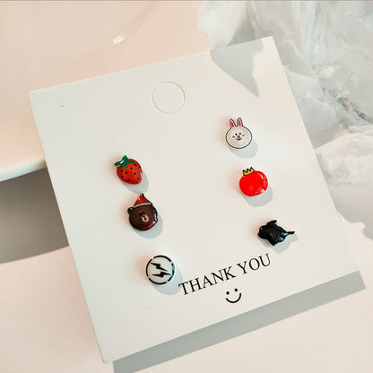 Sier Suit Cartoon Cute Minority Simple Earrings