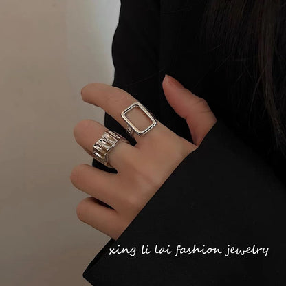 Square Fashion Style Female Design Adjustable Rings