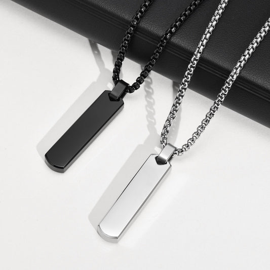 Men's Ornament Simple Stainless Steel Three-dimensional Rectangular Necklaces