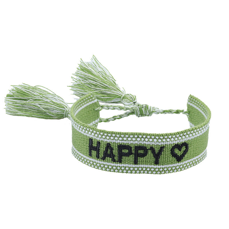 Women's & Men's Couple Letter Embroidery Wrist Strap Tassel Bracelets