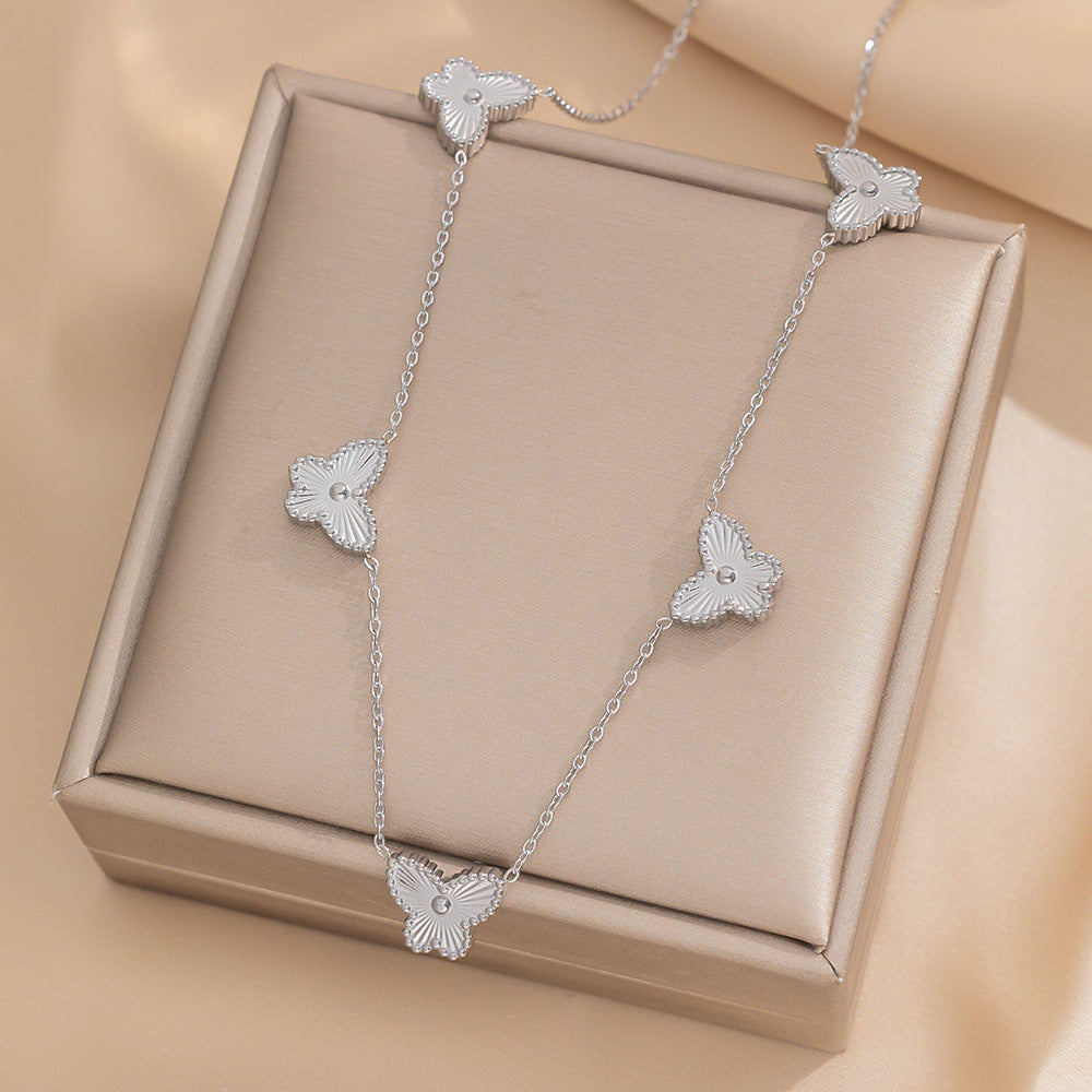 Four-leaf Flower Jewelry Suit Butterfly Laser Necklaces