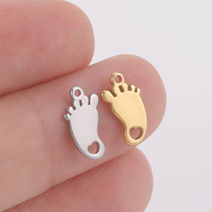 Stylish Simple Personality Titanium Steel Cut Hollow Heart Foot Pendants