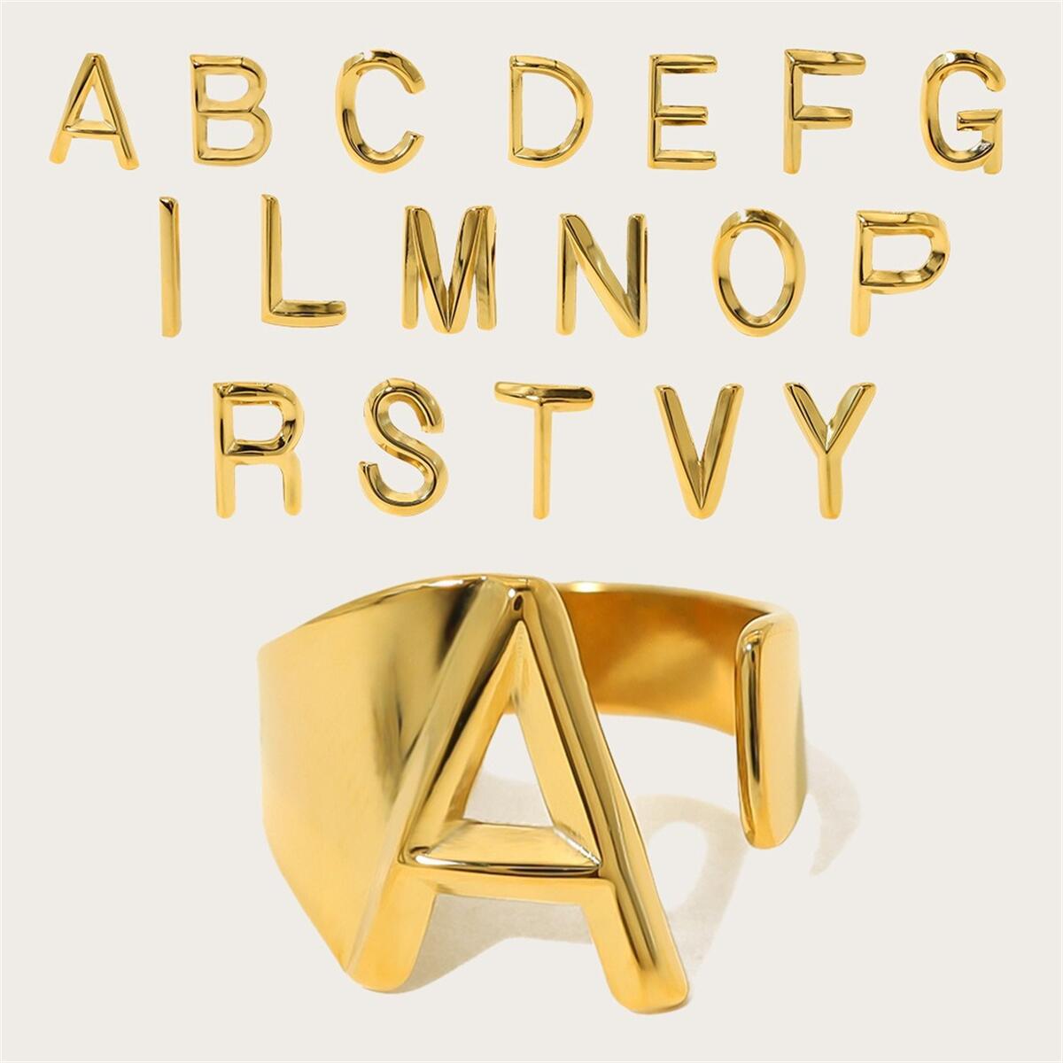English Letters Female Opening Adjustable Fashion Rings