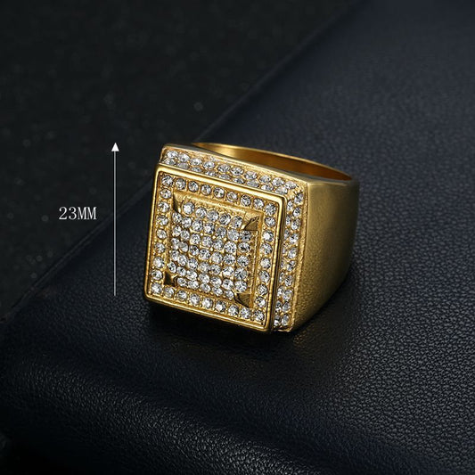 Men's Club Titanium Steel Vacuum Gold Plated Rings