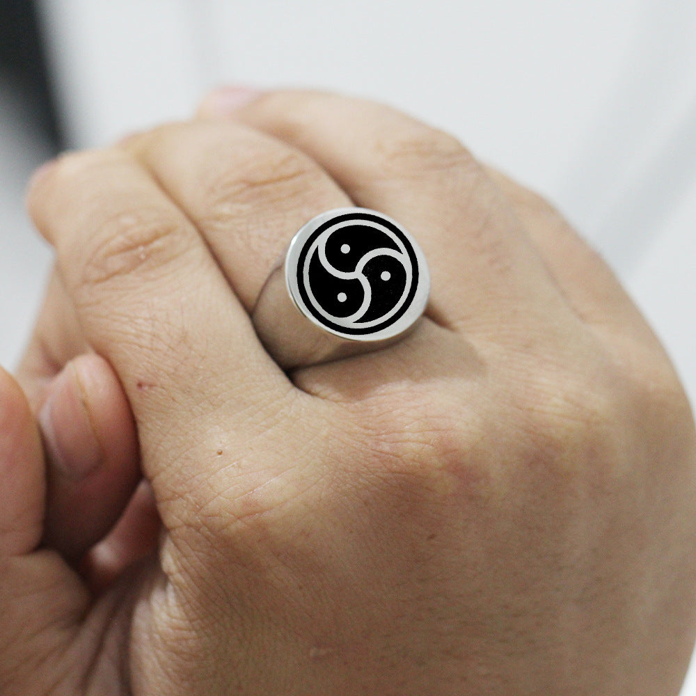 Retro Round Totem Personalized Punk Stainless Rings