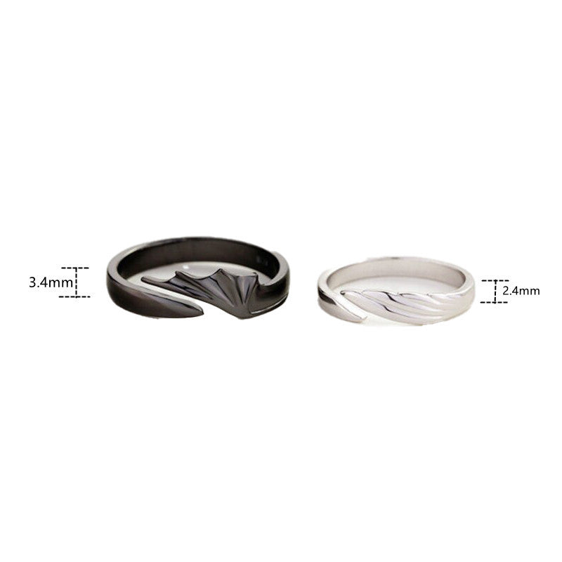 Women's & Men's Angels Demons Couple Combination Simple Lettering Rings