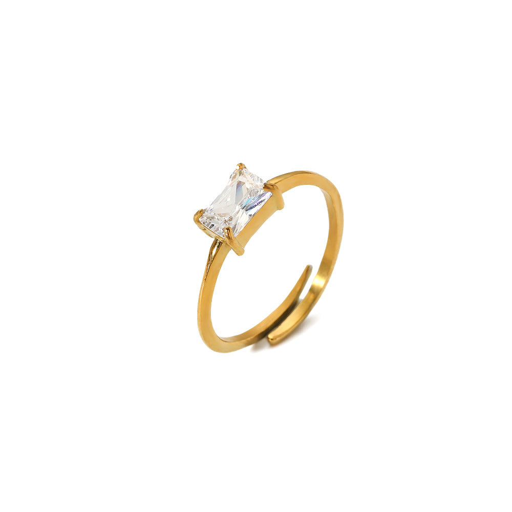 Gold-plated Inlaid Zircon Light Luxury Stainless Rings