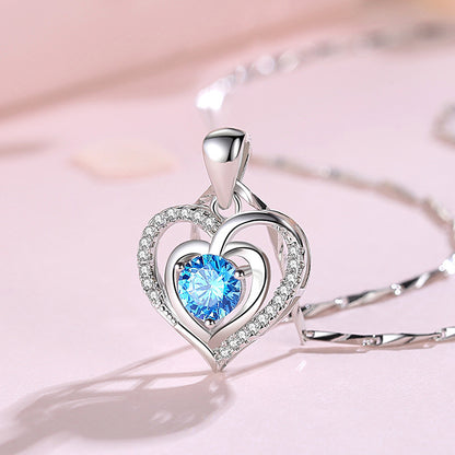 Pure Sier Heart Sterling Female Fashion Clavicle Chain Pendants