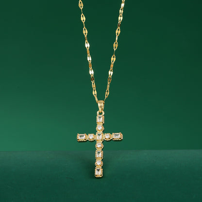 Women's Romantic Cross Light Luxury Temperament Gorgeous Full Diamond Versatile Necklaces