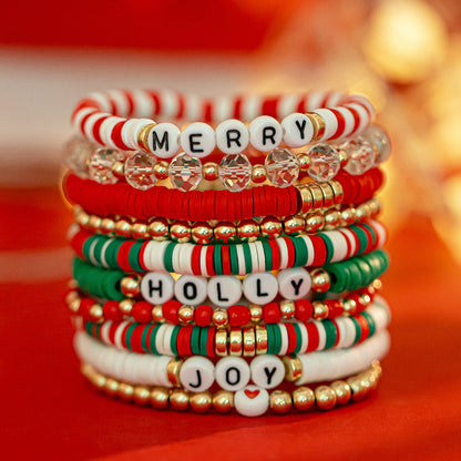 Ornament Christmas Snowflake Polymer Clay Cute Style Bracelets