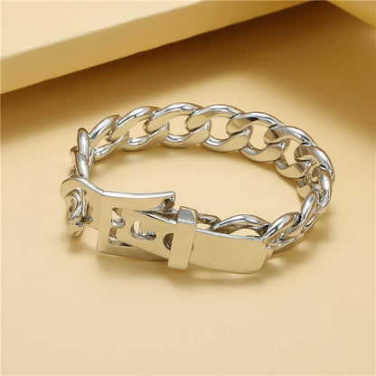 Women's & Men's Style Simple Buckle Hip Hop Cuban Bracelets