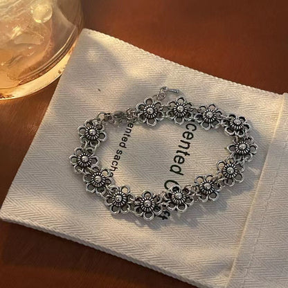 Simple Distressed Little Flower Design Cold Style Bracelets