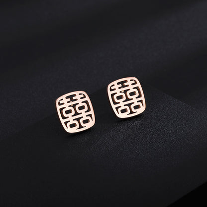 Square Round Geometric Light Luxury Ornament Earrings