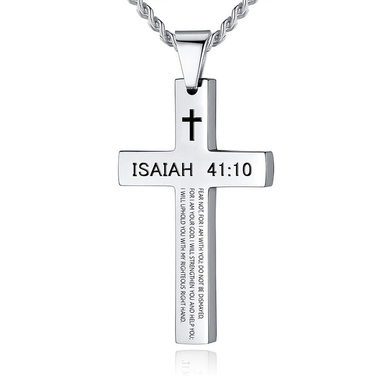 Cross Stainless Steel Color Oval Buckle Necklaces