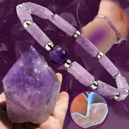 Women's Amethyst Rectangular Bar Beads Simple Fashion Charm Bracelets