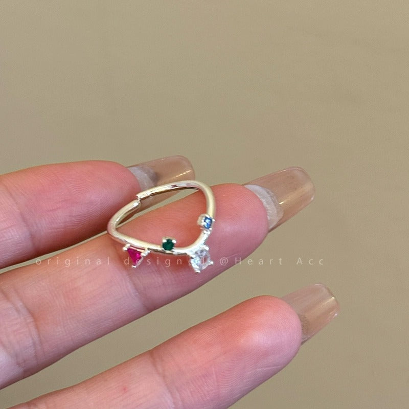 Simple Zircon Opening Adjustable Index Finger Light Rings