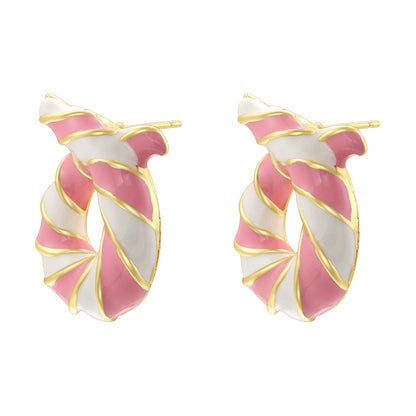 Oil Twisted Circle Personalized Sweet Cool Earrings